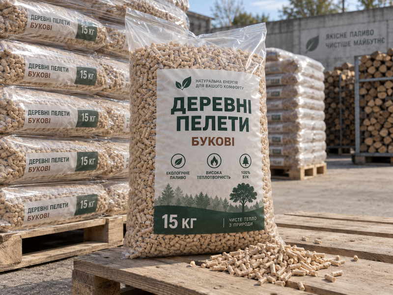 Пелети букові 6&ndash;8 мм, 1 тонна PELLET-BUK-6-8MM-1T фото